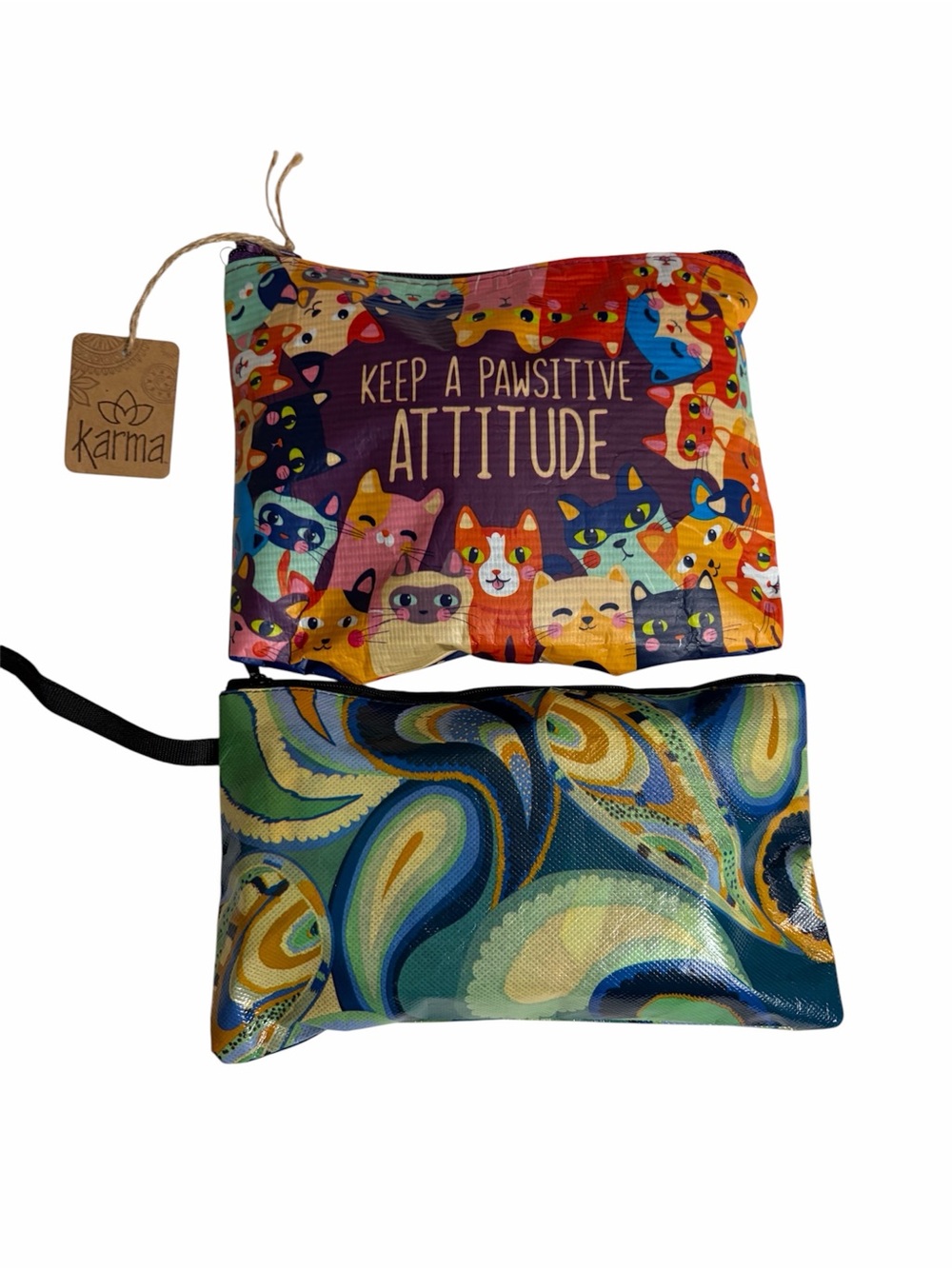NWT Karma cats & paisley small zipper reusable bags set of 2